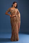 Buy_Tarun Tahiliani_Multi Color Embroidery V-neck Printed Saree And Blouse Set _Online_at_Aza_Fashions