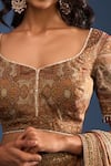 Buy_Tarun Tahiliani_Multi Color Embroidery V-neck Printed Saree And Blouse Set 