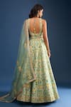 Shop_Shyam Narayan Prasad_Green Silk, Chiffon Embroidery Round Neck Floral Print Sea Lehenga Set _at_Aza_Fashions