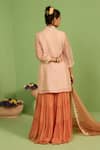 Shop_House Of Armuse_Peach Organza, Georgette Gota Patti, Embroidery, Sequins Mandarin Sharara Set _at_Aza_Fashions