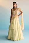House Of Armuse Yellow Organza Sequins Round Neck Ishya Lehenga Set Online at Aza Fashions House Of Armuse_Yellow Organza Sequins Round Neck Ishya Lehenga Set _Online_at_Aza_Fashions