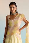 Shop House Of Armuse Yellow Organza Sequins Round Neck Ishya Lehenga Set Online at Aza Fashions Shop_House Of Armuse_Yellow Organza Sequins Round Neck Ishya Lehenga Set _Online_at_Aza_Fashions