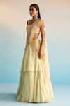 Buy House Of Armuse Yellow Organza Sequins Round Neck Ishya Lehenga Set Buy_House Of Armuse_Yellow Organza Sequins Round Neck Ishya Lehenga Set
