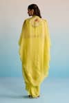 Shop House Of Armuse Yellow Organza, Crepe Sequins, Cut Work Round Neck Hand-painted Cape And Skirt Set at Aza Fashions Shop_House Of Armuse_Yellow Organza, Crepe Sequins, Cut Work Round Neck Hand-painted Cape And Skirt Set _at_Aza_Fashions