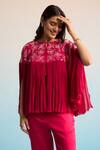 Buy_House Of Armuse_Pink Silk Sequins, Cut Work Round Neck Hot Laleh Chiffon Coord Set _Online_at_Aza_Fashions