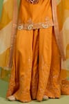 Shop_House Of Armuse_Orange Chanderi Silk, Organza Embroidery V-neck Saphira Sharara Set _Online_at_Aza_Fashions
