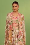 Buy_House Of Armuse_Off White Silk, Georgette Pearls, Beads Round Neck Adhya Printed Kaftan Set _Online_at_Aza_Fashions