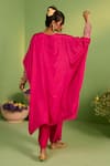 Shop_House Of Armuse_Pink Crepe Embroidery, Pearls V-neck Elora Hot Kaftan Set _at_Aza_Fashions