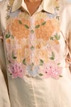 House Of Armuse_Yellow Modal, Silk Embroidery, Cut Work Collared Lemon Handpainted Coord Set _Online_at_Aza_Fashions