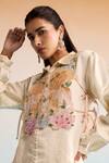 Buy_House Of Armuse_Yellow Modal, Silk Embroidery, Cut Work Collared Lemon Handpainted Coord Set 