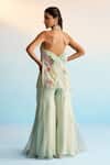 Shop_House Of Armuse_Mint Organza Sequins Halter Neck Ocean Breeze Sharara Set _at_Aza_Fashions