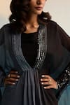 House Of Armuse_Black Crepe Sequins V-neck Zephyra Kaftan Set _at_Aza_Fashions