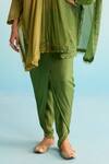 House Of Armuse_Green Crepe Sequins, Beads V-neck Liora Kaftan Set _Online_at_Aza_Fashions