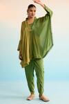 Shop_House Of Armuse_Green Crepe Sequins, Beads V-neck Liora Kaftan Set _at_Aza_Fashions