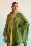 Buy_House Of Armuse_Green Crepe Sequins, Beads V-neck Liora Kaftan Set _Online_at_Aza_Fashions