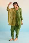 Shop_House Of Armuse_Green Crepe Sequins, Beads V-neck Liora Kaftan Set _Online_at_Aza_Fashions