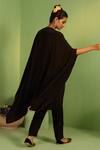 Shop_House Of Armuse_Black Crepe Sequins, Beads V-neck Mahala Kaftan Set _at_Aza_Fashions