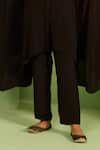 House Of Armuse_Black Crepe Sequins, Beads V-neck Mahala Kaftan Set _Online_at_Aza_Fashions
