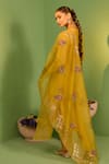 Shop_House Of Armuse_Mustard Crepe, Organza Embroidery, Zari Round Neck Althea Suit Set _at_Aza_Fashions