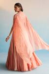 Shop_House Of Armuse_Orange Organza Sequins, Cut Work, Applique Scoop Neck Dalia Lehenga Set _at_Aza_Fashions