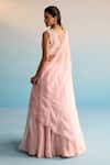 Shop_House Of Armuse_Peach Organza Sequins V-neck Azra Lehenga Set _at_Aza_Fashions