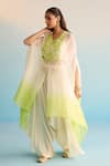 Buy_House Of Armuse_White Crepe Beads, Embroidery Round Neck Isleen Kaftan Set _at_Aza_Fashions