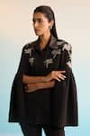 House Of Armuse_Black Twill Zari Collared Embroidered Valeska Coord Set _at_Aza_Fashions