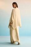 Shop_House Of Armuse_Beige Crepe Mirrors, Pearls Round Neck Work Kurta Skirt Set _at_Aza_Fashions