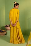 Shop_House Of Armuse_Yellow Chanderi Silk, Organza Sequins, Embroidery Round Sophia Sharara Set _at_Aza_Fashions