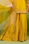 House Of Armuse_Yellow Chanderi Silk, Organza Sequins, Embroidery Round Sophia Sharara Set _Online_at_Aza_Fashions