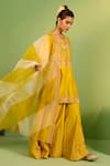 Buy_House Of Armuse_Yellow Chanderi Silk, Organza Sequins, Embroidery Round Sophia Sharara Set _Online_at_Aza_Fashions