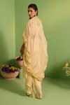 Shop_House Of Armuse_Beige Organza, Silk Stones, Embroidery Square Neck Cape Set _at_Aza_Fashions