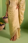 House Of Armuse_Beige Organza, Silk Stones, Embroidery Square Neck Cape Set _Online_at_Aza_Fashions