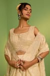 Buy_House Of Armuse_Ivory Silk, Crepe Sequins, Pearls Round Neck Shimmer Cape Set _Online_at_Aza_Fashions