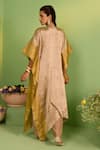 Shop_House Of Armuse_Gold Tissue Embroidery, Sequins Round Neck Itya Kaftan Set _at_Aza_Fashions