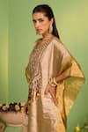 Buy_House Of Armuse_Gold Tissue Embroidery, Sequins Round Neck Itya Kaftan Set _Online_at_Aza_Fashions
