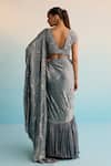 Shop_House Of Armuse_Gray Silk Pearls V-neck Grey Draped Saree With Hand Work _at_Aza_Fashions