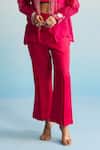 Buy_House Of Armuse_Pink Organza, Silk, Linen Sequins, Embroidery Mandarin Collar, Hot Co-ord Set _Online_at_Aza_Fashions