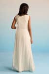 Shop_House Of Armuse_Ivory Chiffon Embroidery, Pearls Round Threadwork Embellished Dress And Jacket _at_Aza_Fashions