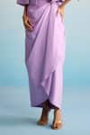 House Of Armuse_Purple Neoprene Embroidery, Beads Collared, High Neck Marisa Jacket And Skirt Set _Online_at_Aza_Fashions