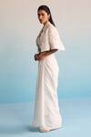 Buy_House Of Armuse_Ivory Neoprene Pearls, Embroidery V-neck Threadworm Cape And Skirt Set _Online_at_Aza_Fashions