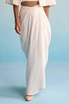 Shop_House Of Armuse_Ivory Neoprene Pearls, Embroidery V-neck Threadworm Cape And Skirt Set _Online_at_Aza_Fashions