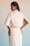 Buy_House Of Armuse_Ivory Neoprene Pearls, Embroidery V-neck Threadworm Cape And Skirt Set 