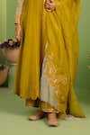 House Of Armuse_Yellow Tissue Zari, Pearls Round Neck Designer Zardozi Work Suit Set _Online_at_Aza_Fashions