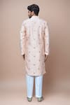 Shop_Samyukta Singhania_Peach Silk Embroidery Floral Thread Kurta Set _at_Aza_Fashions