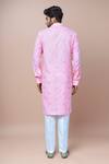 Shop_Samyukta Singhania_Pink Cotton, Silk Embroidery Floral Kurta Set _at_Aza_Fashions