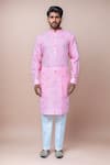 Shop_Samyukta Singhania_Pink Cotton, Silk Embroidery Floral Kurta Set _Online_at_Aza_Fashions