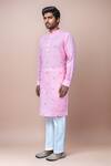 Samyukta Singhania_Pink Cotton, Silk Embroidery Floral Kurta Set _at_Aza_Fashions