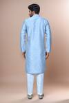 Shop_Samyukta Singhania_Blue Silk Embroidery Mandarin Collar Full Sleeve Kurta Set _at_Aza_Fashions
