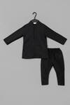 Buy_Little Brats_Black Cotton, Silk Embroidery Palki Kurta Set _Online_at_Aza_Fashions